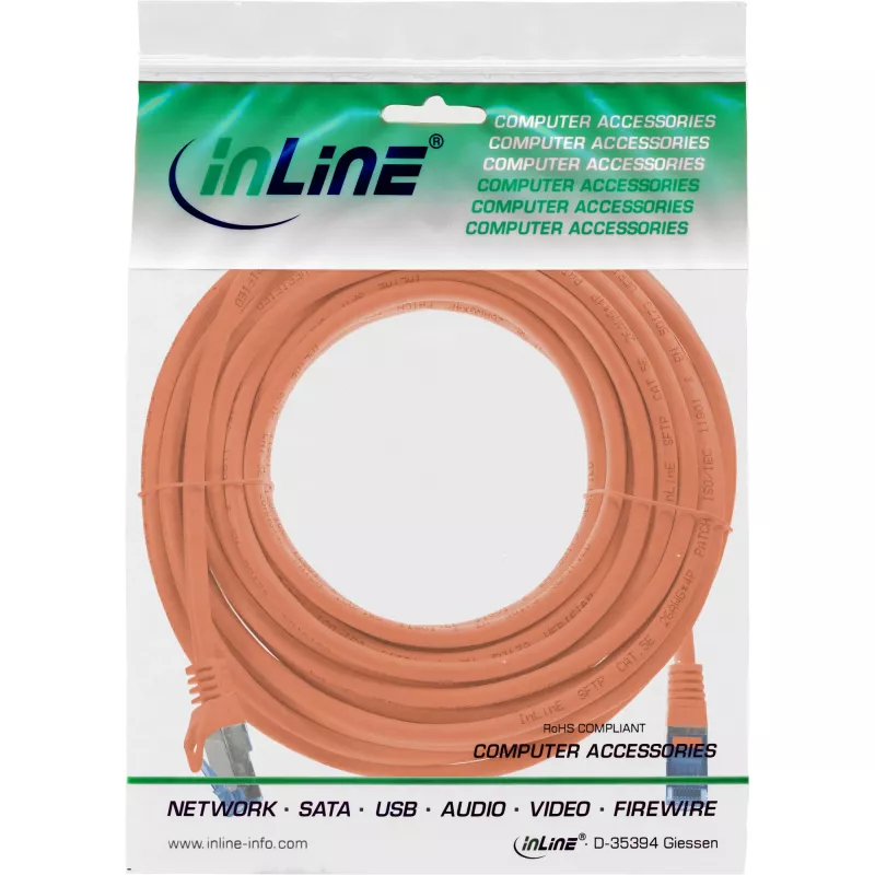InLine 72605O sieťový kábel oranžový 5 m Cat6a S/FTP (S-STP)