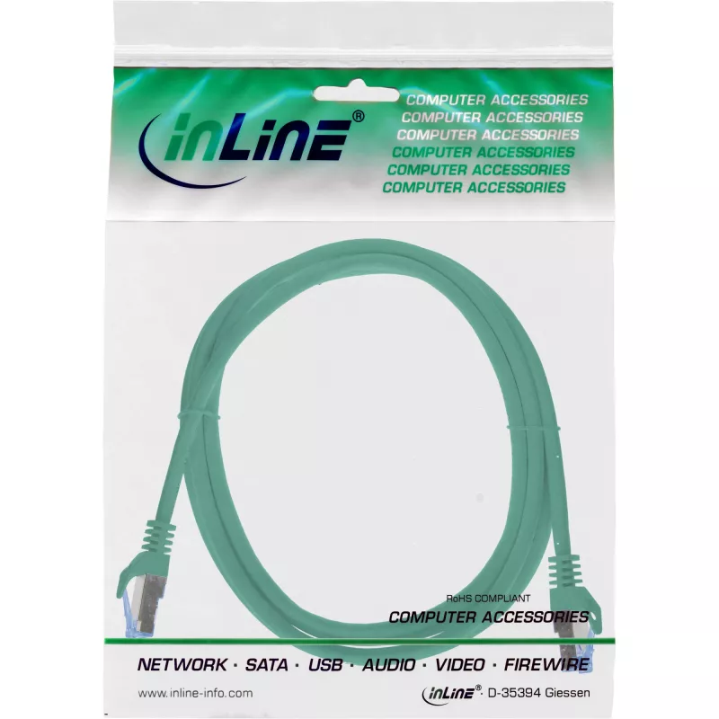 InLine 72602G sieťový kábel zelený 2 m Cat6a S/FTP (S-STP)
