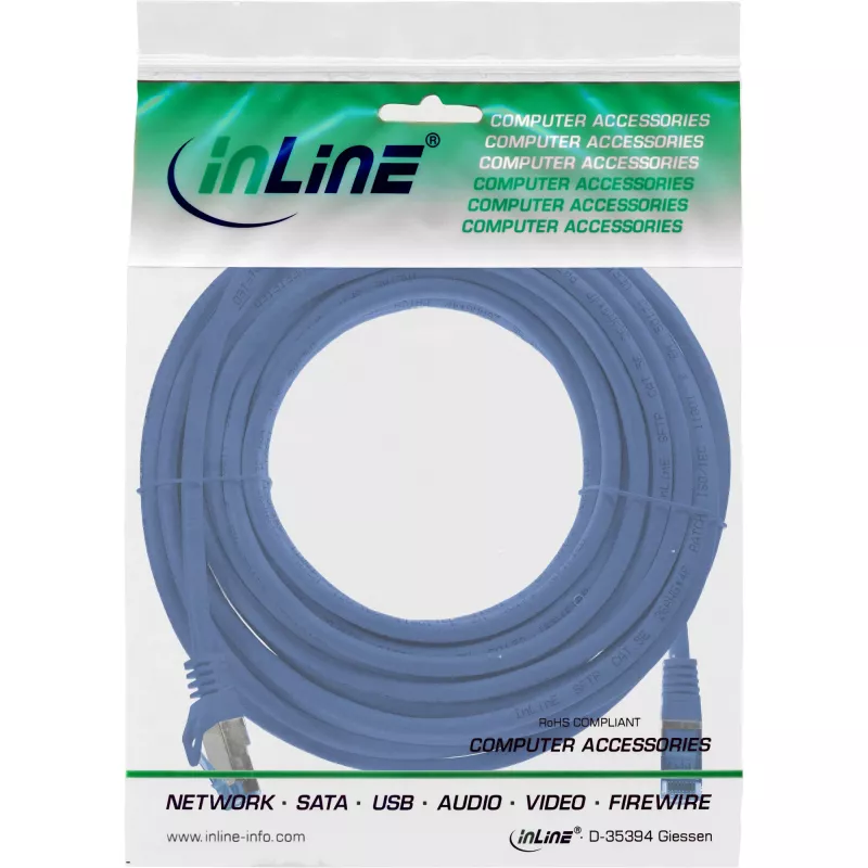 InLine 72600B sieťový kábel modrý 10 m Cat6a S/FTP (S-STP)