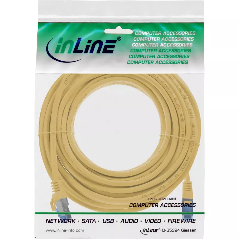 InLine 72607Y sieťový kábel žltý 7,5 m Cat6a S/FTP (S-STP)