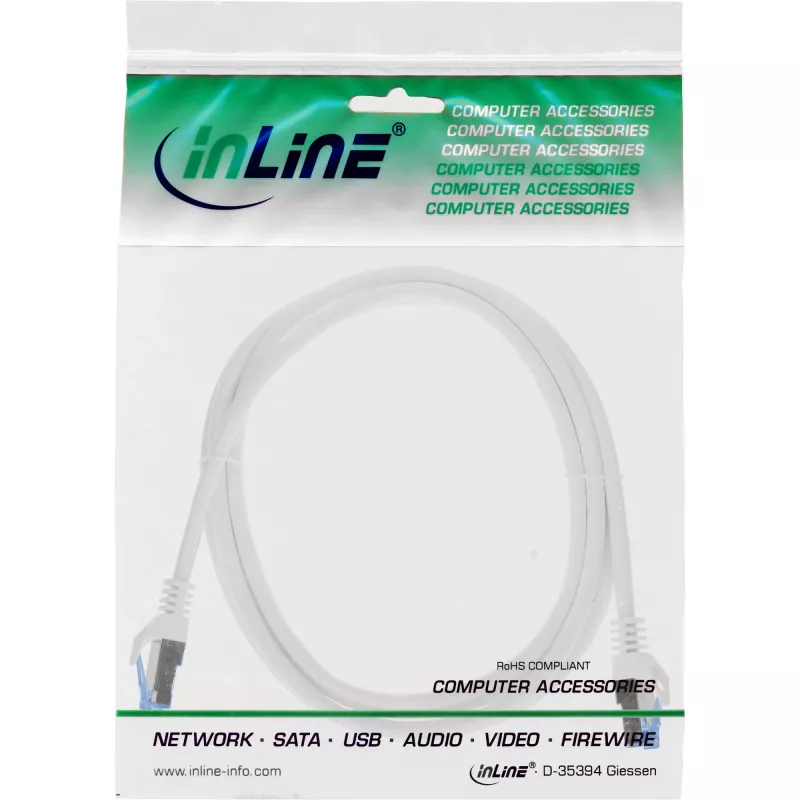 InLine 72601W sieťový kábel biely 1 m Cat6a S/FTP (S-STP)