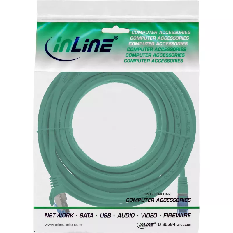 InLine 72607G sieťový kábel zelený 7,5 m Cat6a S/FTP (S-STP)