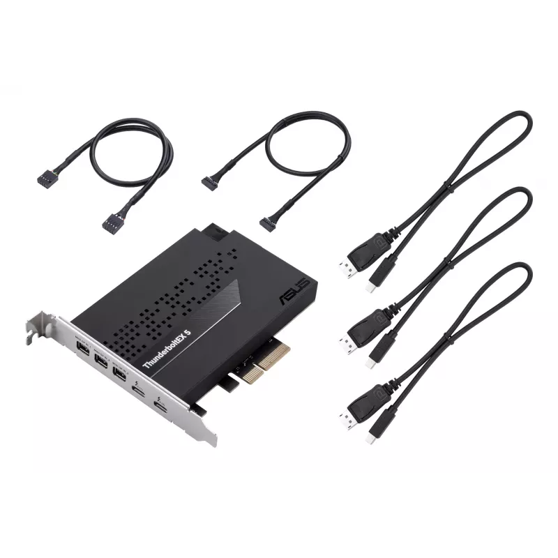 Rozhranie karta ASUS ThunderboltEX 5 — PCIe 4.0, Intel JHL9580, Mini DisplayPort, USB 2.0, 120 Gbit/s