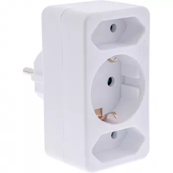 Napájací adaptér typ F InLine 16471B 2x typ C + typ F biely