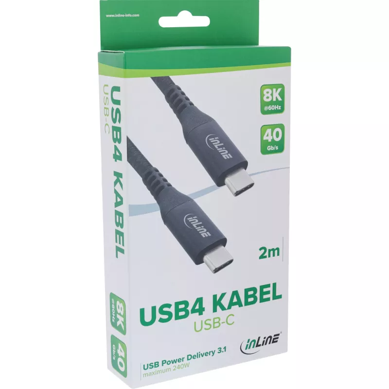 InLine 35902A USB kábel USB4 Gen 3x2 2 m USB C čierny