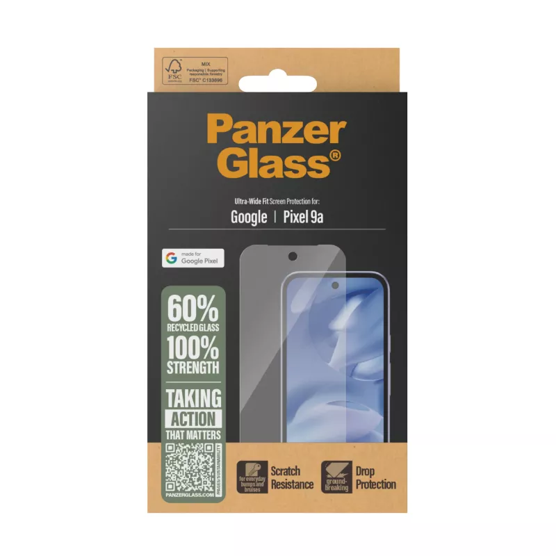 Ochrana obrazovky PanzerGlass Google Pixel 9a Ultra-Wide Fit odolná proti poškriabaniu nárazom
