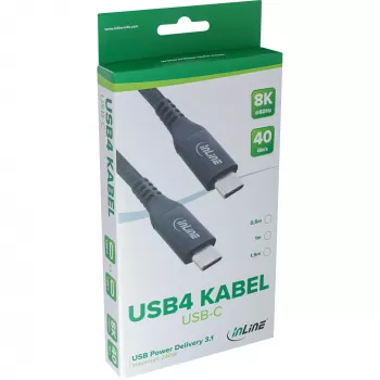 InLine 35904A USB kábel USB4 Gen 3x2 1,5 m USB-C čierny