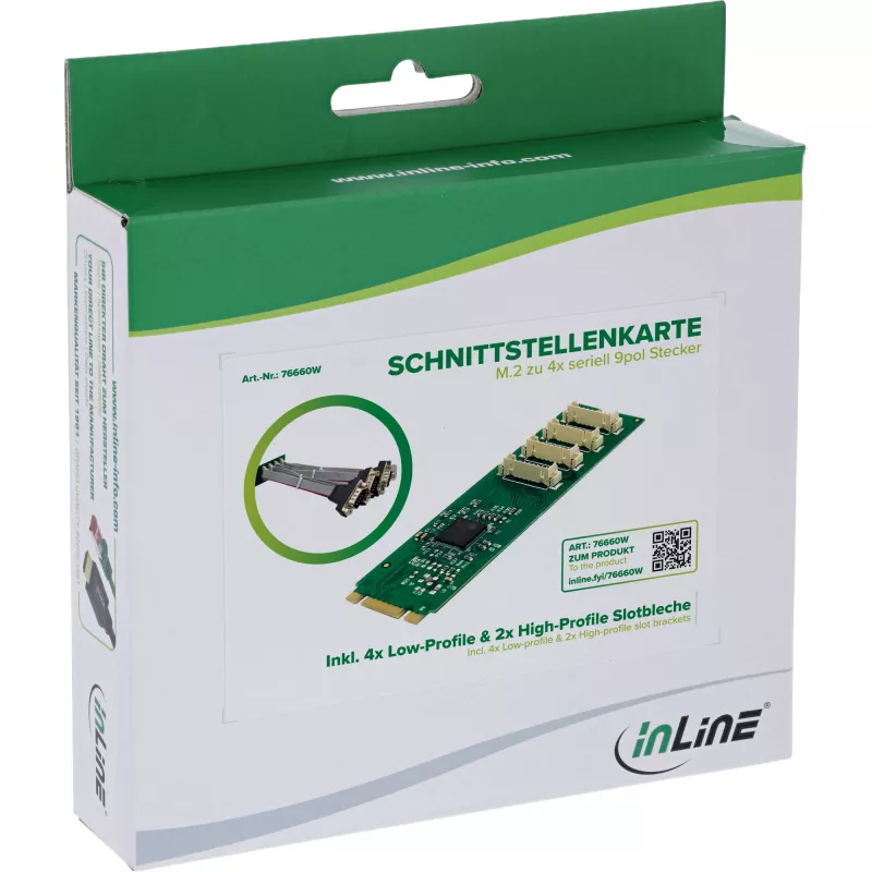 InLine 76660W interný sériový adaptér M.2 konektor samec ASIX AX99100 4 Gbit/s