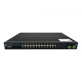 LevelOne 28-portový L2 Plus Managed PoE priemyselný switch, 4 x 1/2.5/10GbE SFP+, 24 PoE výstupov, 370W, 802.3AF/AT/BT PoE, 19