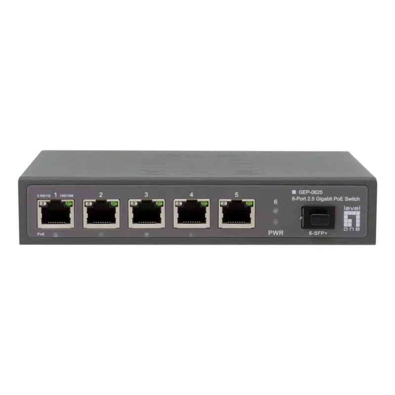 LevelOne GEP-0625 sieťový switch unmanaged 2.5G Ethernet (100/1000/2500) Power over Ethernet (PoE) čierny