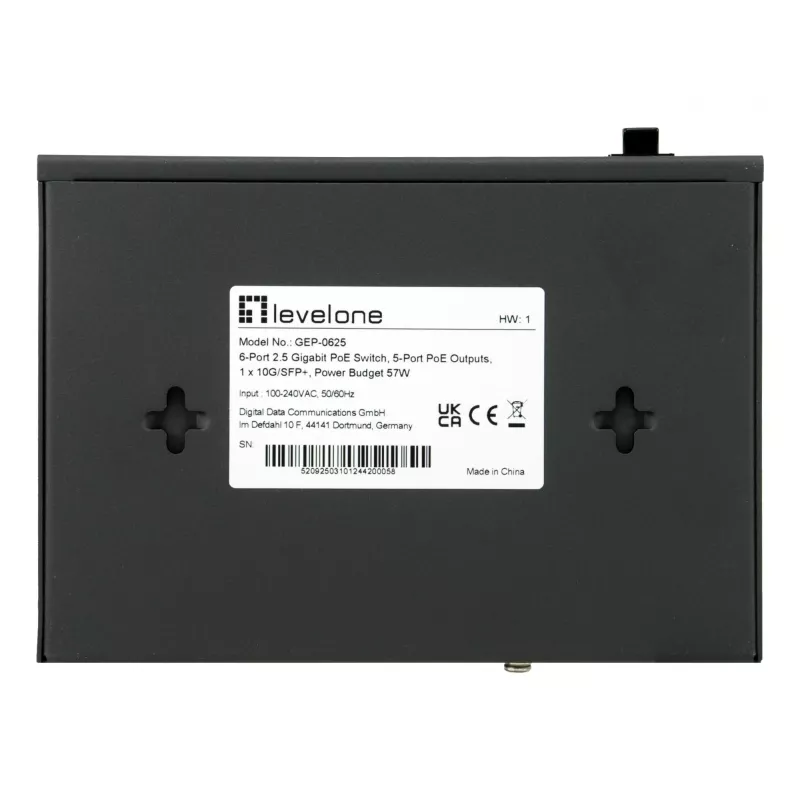 LevelOne GEP-0625 sieťový switch unmanaged 2.5G Ethernet (100/1000/2500) Power over Ethernet (PoE) čierny
