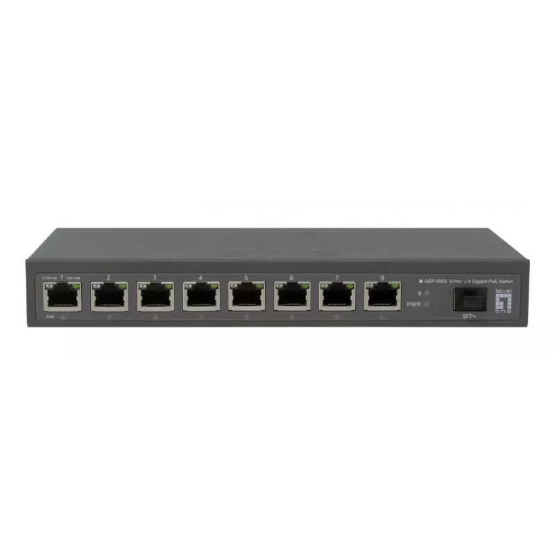 LevelOne GEP-0925 sieťový switch unmanaged 2.5G Ethernet (100/1000/2500) Power over Ethernet (PoE) čierny