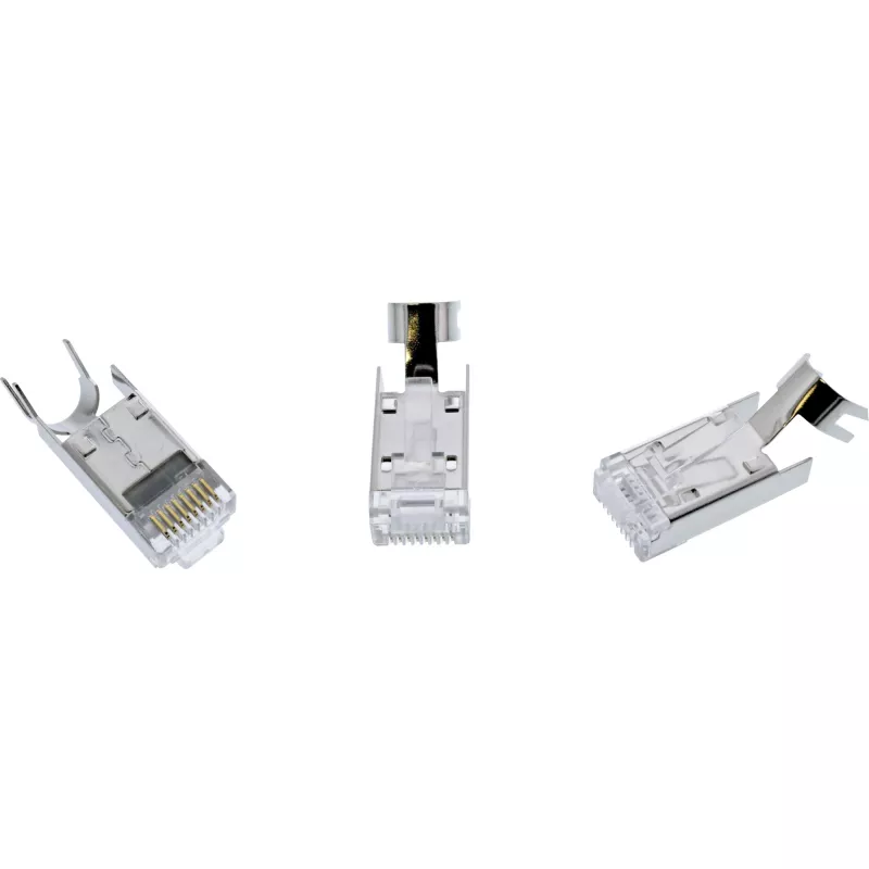 InLine krimpovací konektor Cat.6A RJ45 tienený, 3-dielny čierny balenie 100 ks
