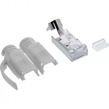 InLine krimpovací konektor Cat.6A RJ45 tienený, 3-dielny sivý balenie 100 ks
