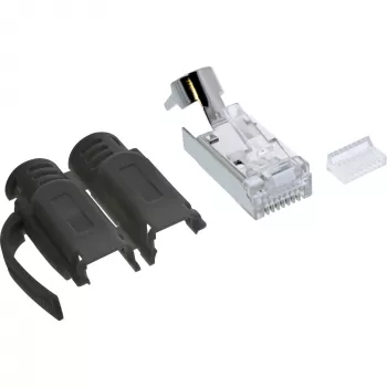 InLine krimpovací konektor Cat.6A RJ45 tienený, 3-dielny čierny balenie 10 ks