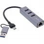 InLine 33380S Rozbočovač USB 3.2 Gen 1 (3.1 Gen 1) Type-A + Type-C 5000 Mbit/s Sivá