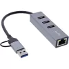 InLine 33380S Rozbočovač USB 3.2 Gen 1 (3.1 Gen 1) Type-A + Type-C 5000 Mbit/s Sivá