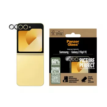 Ochrana objektívu fotoaparátu PanzerGlass PicturePerfect pre Samsung Galaxy Z Flip7 FE — tvrdené sklo, silikón, transparentná, 1 kus