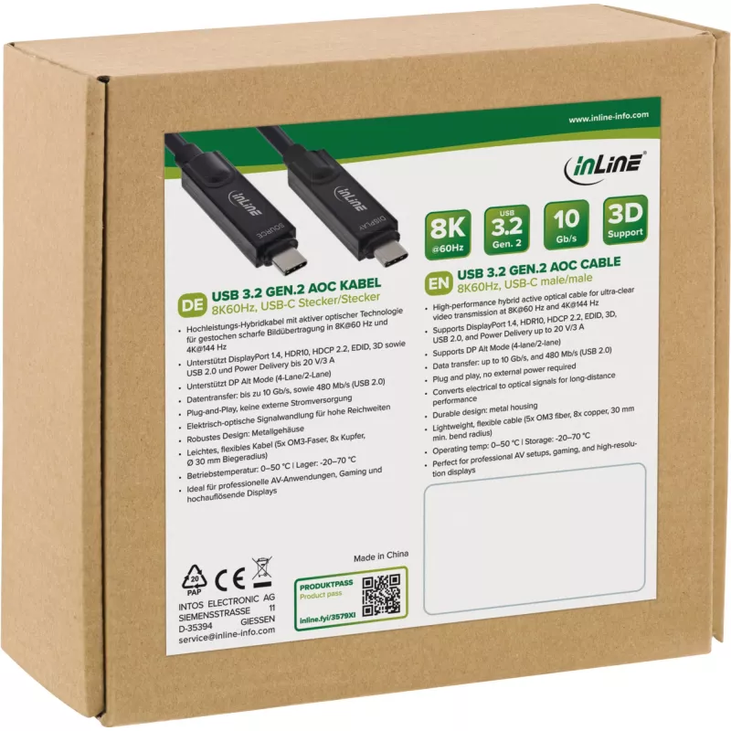 InLine 35799I USB kábel USB 3.2 Gen 2 (3.1 Gen 2) 10 m USB C Čierna