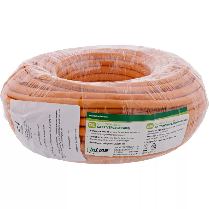 Sieťový kábel InLine 70250I RJ45 Cat.7 600MHz 1m Oranžová