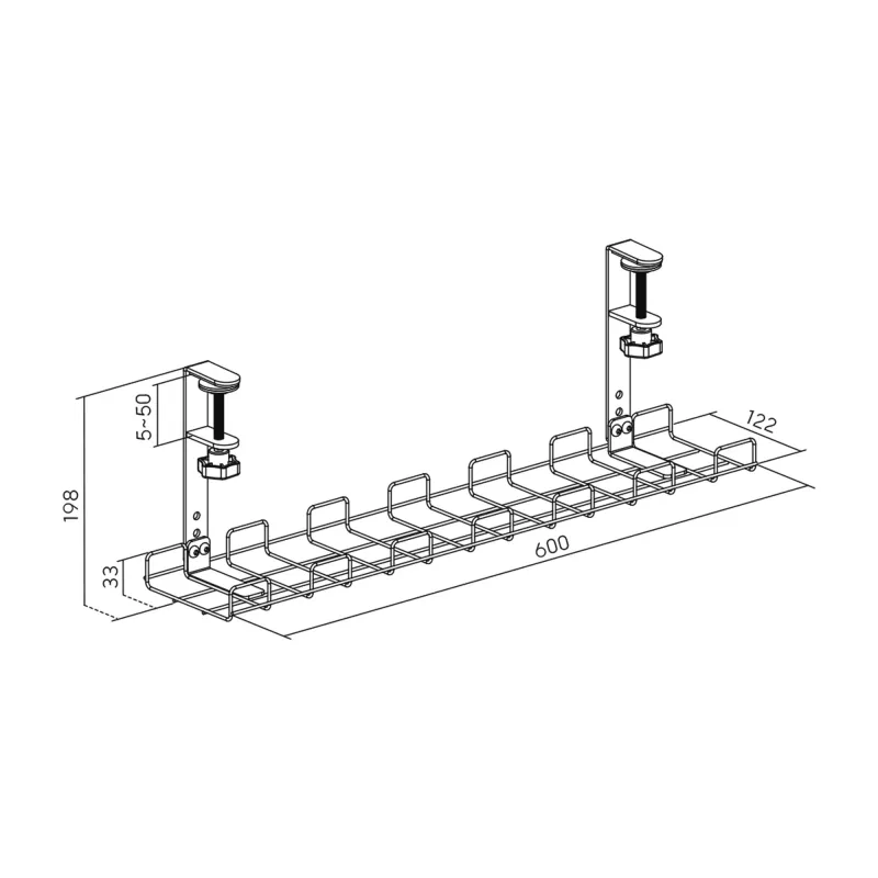 Mriežka na manažment káblov 60 cm InLine 23190G na montáž na stôl so skrutkovými svorkami, čierna