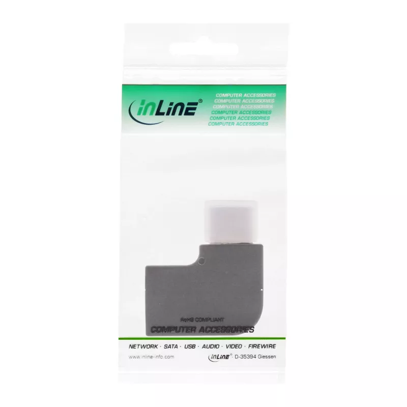 InLine USB 3.2 Gen.2 adaptér, USB-C konektor samec / USB-C konektor samica, zahnutý