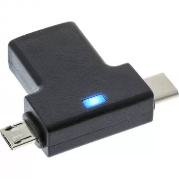 InLine USB 3.1/2.0 OTG T-adapter, USB-C konektor samec alebo Micro-USB na A konektor samica