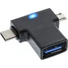 InLine USB 3.1/2.0 OTG T-adapter, USB-C konektor samec alebo Micro-USB na A konektor samica
