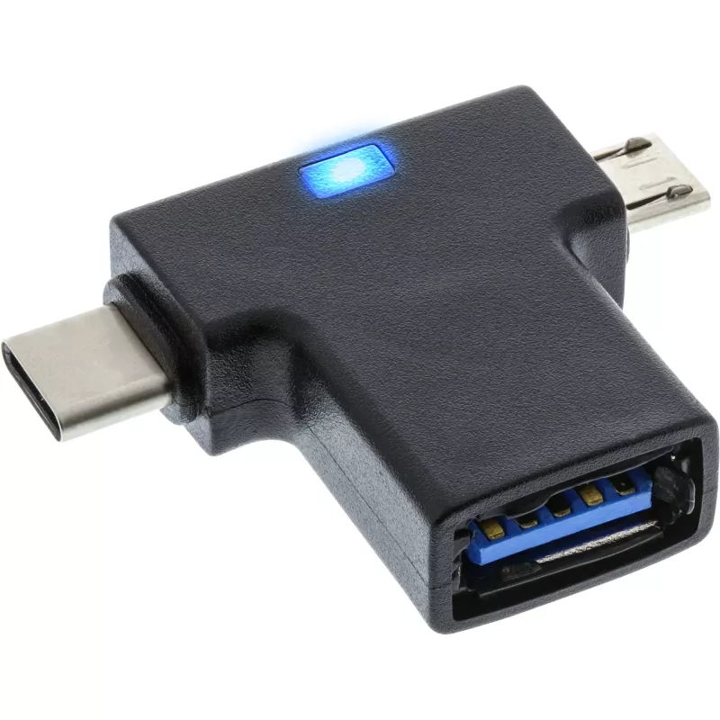InLine USB 3.1/2.0 OTG T-adapter, USB-C konektor samec alebo Micro-USB na A konektor samica