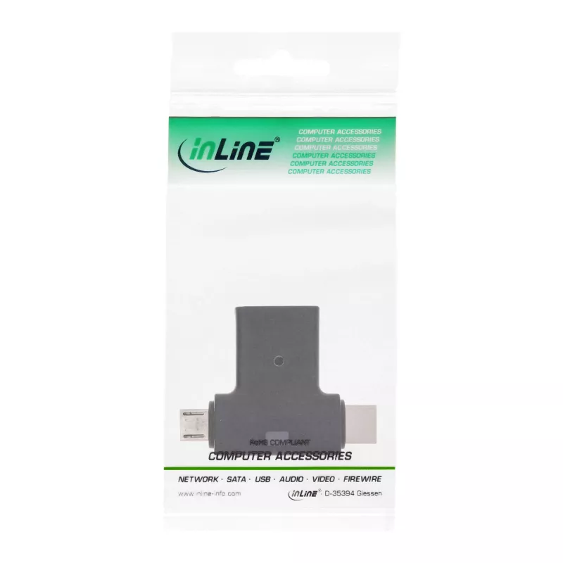 InLine USB 3.1/2.0 OTG T-adapter, USB-C konektor samec alebo Micro-USB na A konektor samica