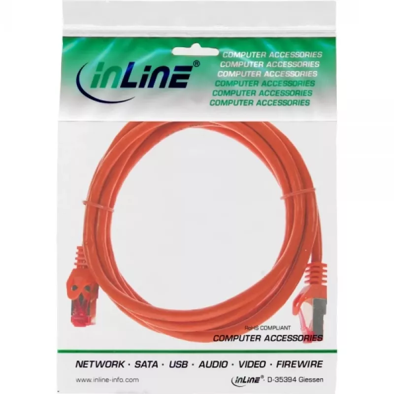 InLine patch kábel S/FTP PiMF Cat.6 250MHz PVC meď oranžový 0,25m