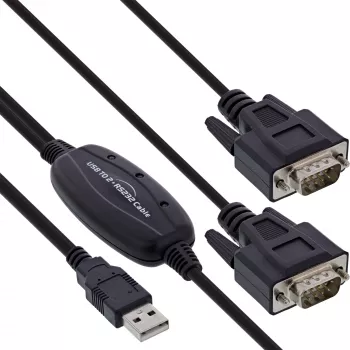 InLine USB 2.0 na 2x sériový adaptérový kábel USB Type-A na 2x 9-pin Sub-D konektor samec 1,5 m