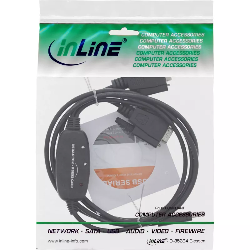 InLine USB 2.0 na 2x sériový adaptérový kábel USB Type-A na 2x 9-pin Sub-D konektor samec 1,5 m