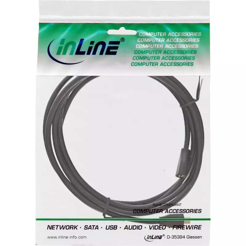 InLine Micro-USB 2.0 predlžovací kábel, Micro-B samec/samica, čierny/zlatý, 1,5 m