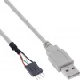 InLine USB 2.0 adaptérový kábel konektor samica Type-A / kolíkový konektor, 0,40 m