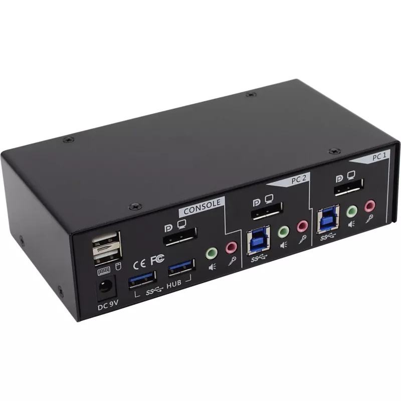 InLine Desktop KVM switch 2 porty DisplayPort USB 3.0 hub s audio