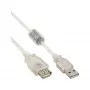InLine USB 2.0 predlžovací kábel Type-A konektor samec/samica, transparentný, s feritom, 5 m