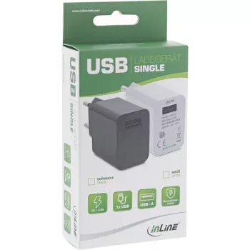 InLine USB napájací zdroj Single, 100-240V na 5V/2,5A, biely