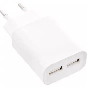 InLine USB napájací zdroj DUO, 2 porty 100-240VAC na 5V / 2.1A biely