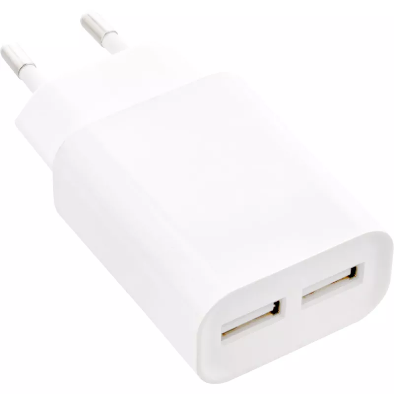 InLine USB napájací zdroj DUO, 2 porty 100-240VAC na 5V / 2.1A biely