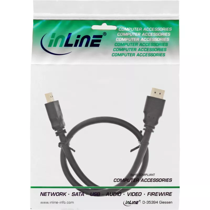 InLine HDMI kábel, High Speed HDMI kábel, samec/samec, čierny, pozlátené kontakty, 10 m
