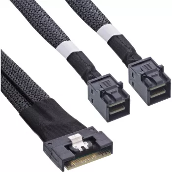InLine tenký SAS kábel, SFF-8654 8i na 2x SFF-8643, 0,5 m