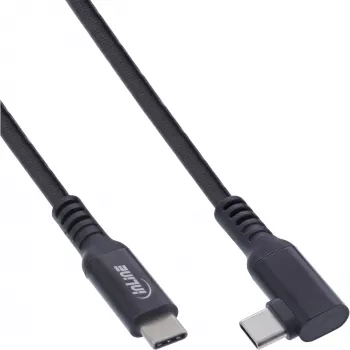 InLine USB 3.2 Gen.1 kábel, USB Type-C konektor samec/samec zahnutý pre VR, čierny, 5 m