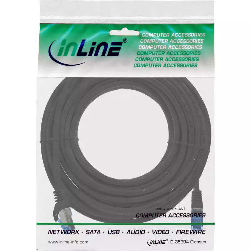 InLine 72605S sieťový kábel čierny 5 m Cat6a S/FTP (S-STP)
