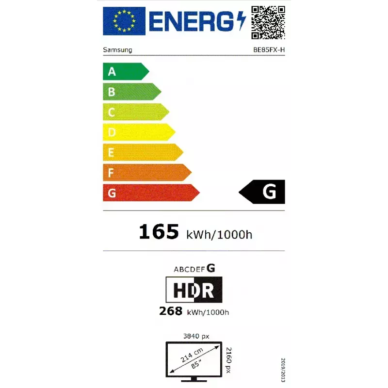 Samsung BE85FX-H LH85BEFHLGUXEN Business TV displej Digital Signage 2,16 m (85 palcov), 4K Ultra HD, Edge LED, Wi-Fi 5, Bluetooth, Tizen, 16/7, čierny