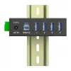 InLine 35396A priemyselný rozbočovač USB 3.2 Gen 1, 4x USB-A, hostiteľský port USB-B, 5 Gbit/s, hliníkové puzdro, čierny, s napájacím zdrojom