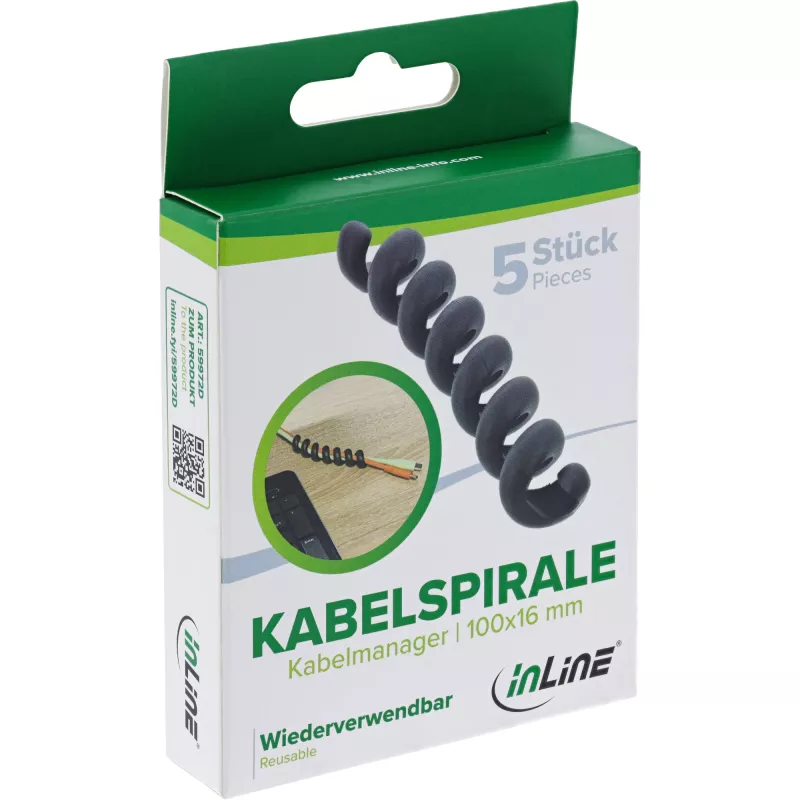 InLine 59972D organizér káblov univerzálny káblový plášť čierny 5 ks