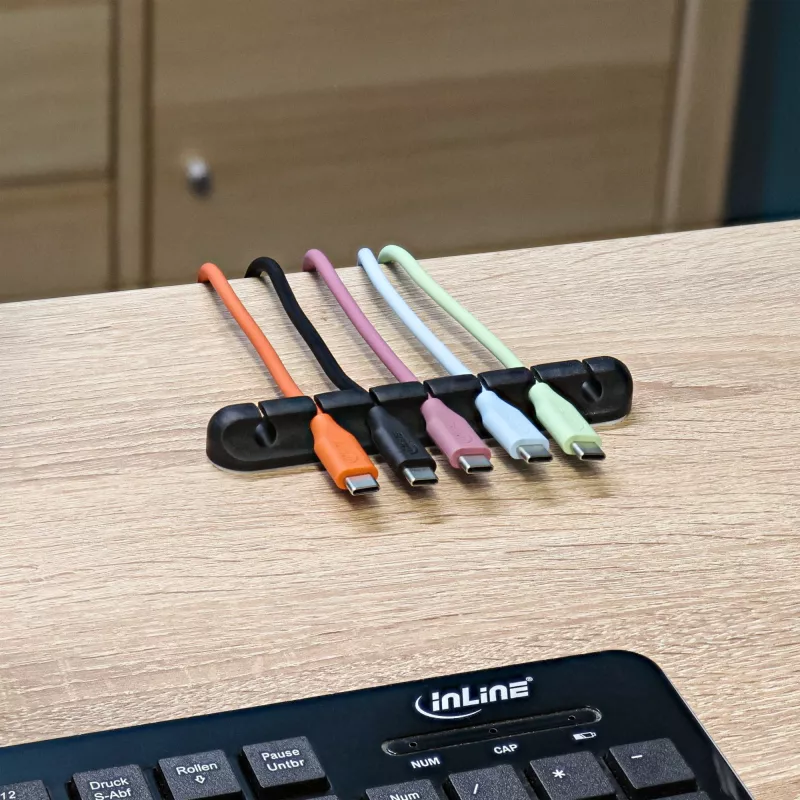 InLine 59971B organizér na káble univerzálny klip na káble čierny