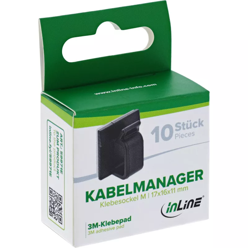 InLine 59971E manažér na káble univerzálny háčik na káble čierna 10 ks