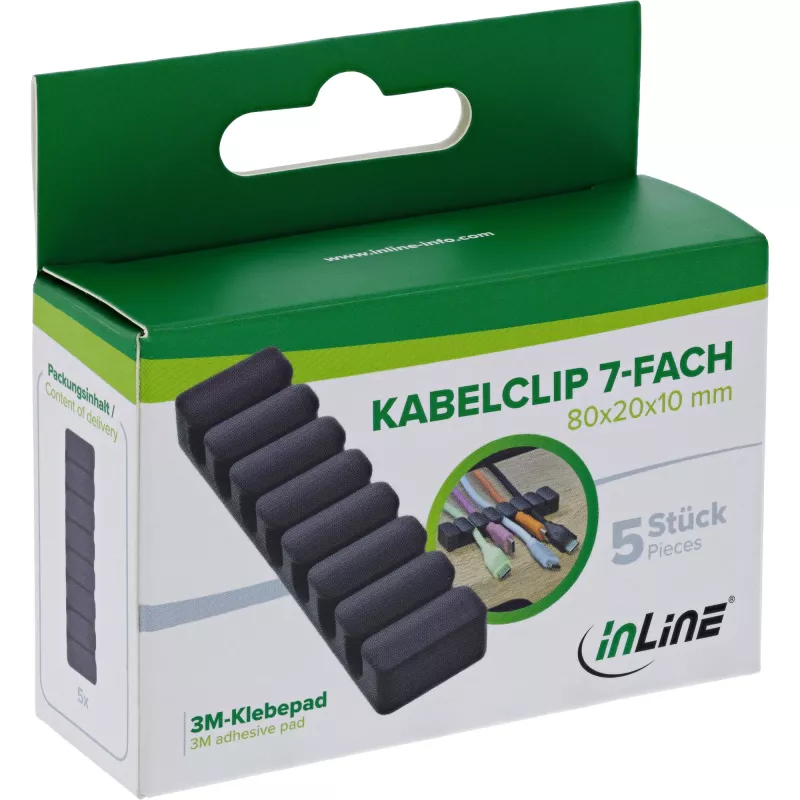 InLine 59971L klip na káble univerzálny klip na káble čierna 5 ks